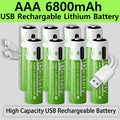 New Rechargeable 1.5v AAA Lithium Batteries 6800mAh Capacity, USB-C AAA Li-ion Battery 2000 times cycle with cable for free