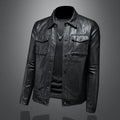 2024 Autumn and Winter New Men's Fashion Handsome with Fine Lapel Motorcycle Leather Coat Slim Stylish Man  Men Jacket