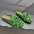 DIMANYU Women's Mules Shoes Genuine Leather 2026 New  Women Slippers Flat Tassel Closed-Toe Female Large Size Slippers Women 