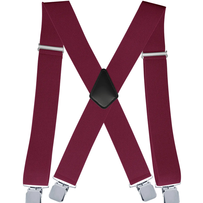 Men's Suspender Trousers Braces with Strong 2 inch Wide 4 Clips Heavy Duty for High Elastic X Style - Visuel 13 | SAMAG
