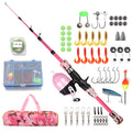Kids Fishing Rod and Reel Combo Full Kit 1.2m/1.5m Telescopic Casting Rod Pole with Spincast Reel and Hooks Lures Swivels Carry