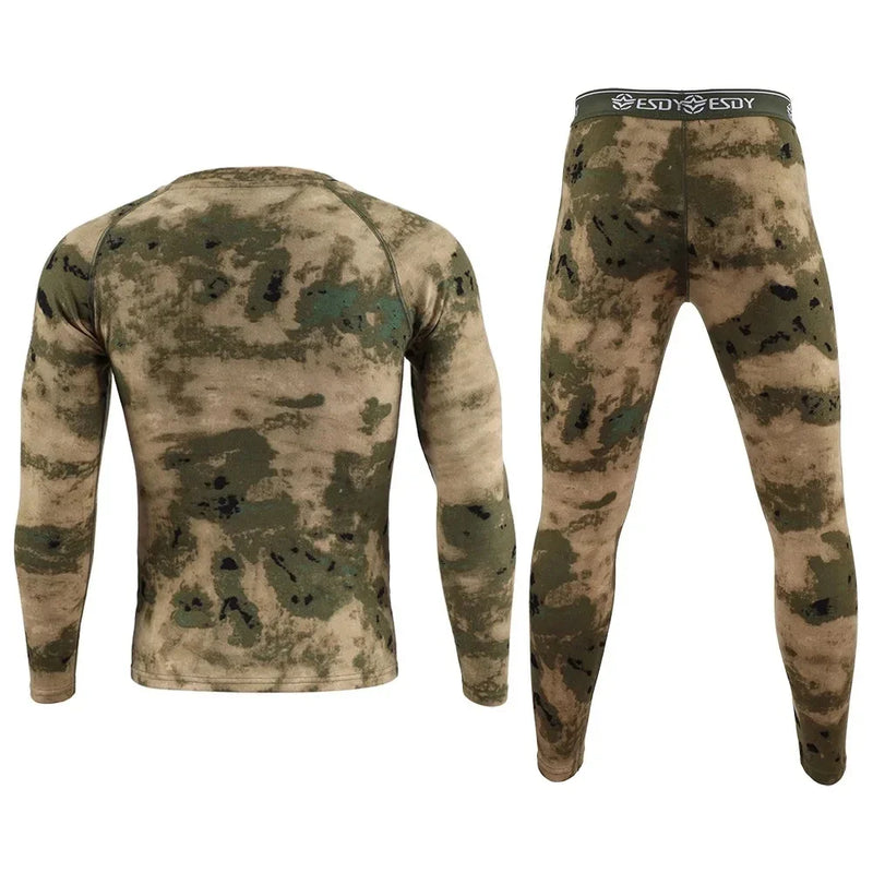 Winter Camouflage Men's Thermal Underwear Warm Sports Long Johns 2026 High Quality Elasticity Cycling Underwear Compression Set