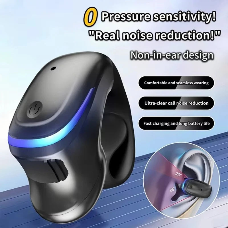 Wireless Bluetooth 5.3 Headset Talking Clip-On Earphone Long Time Wear Ultra Long Battery Life Headphones For iPhone Huawei OPPO