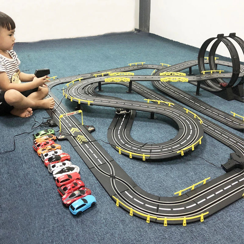 Electric Rail Car 1:43 Double Remote Control Racing Track Toy Automatic Racing Electric Track Children Christmas Gift