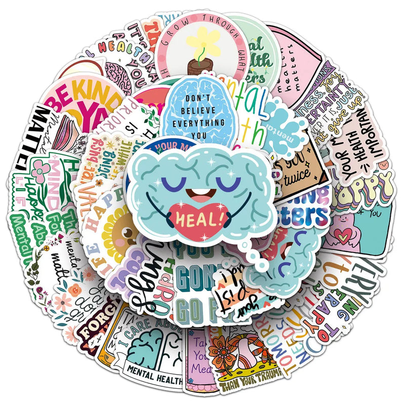 50 Pcs Mental Health Journal Stickers - Inspirational Creative English Text Graffiti, Waterproof AnimeWorlds Store