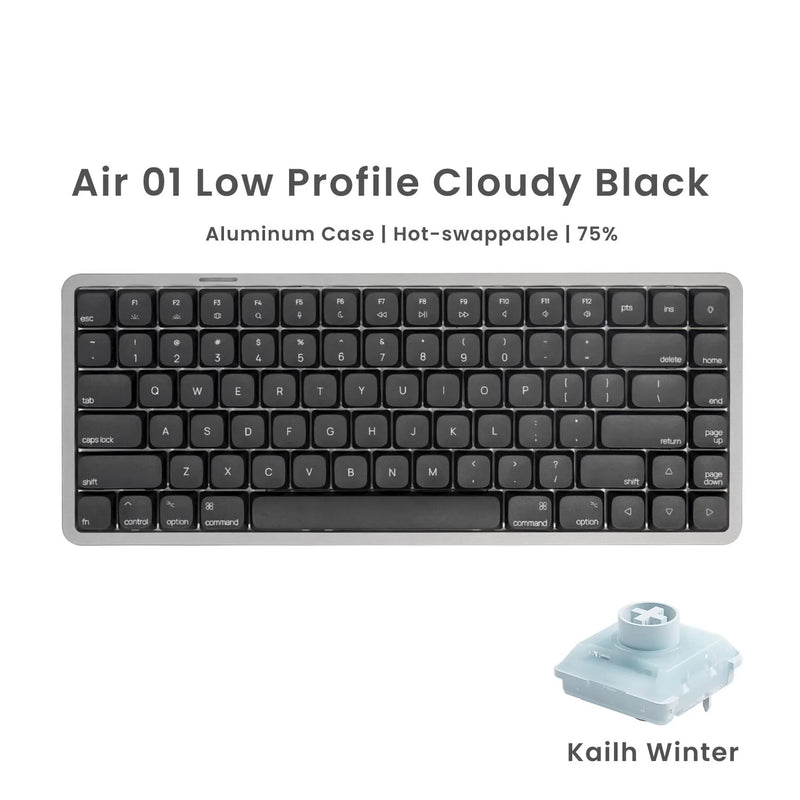 Akko Air 01 Mechanical Keyboard 75% 84-Key Mac Layout Custom Low Profile Hot-swappable RGB Tri-mode Keyboard Gasket Aluminum