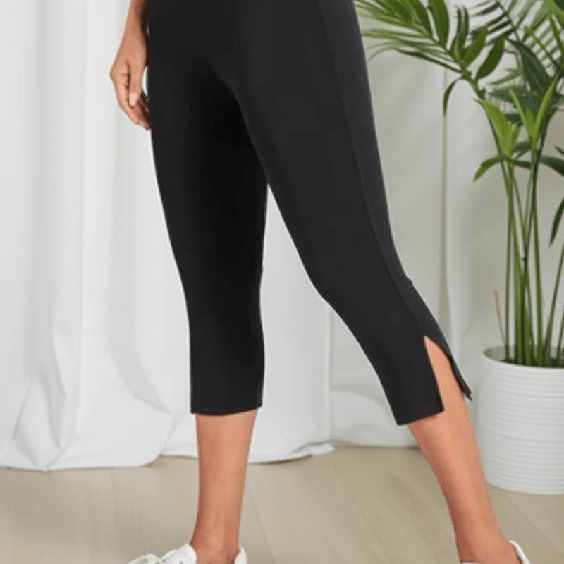 Women's Fashion Black High - Waisted Split Seven - Eighth - View 5 | SAMAG