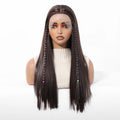 Topshe 13x4 HD Lace Front Wig Hand-Tied Pre-Plucked Natural Hairline Realistic Long Straight Braided Glueless Wigs