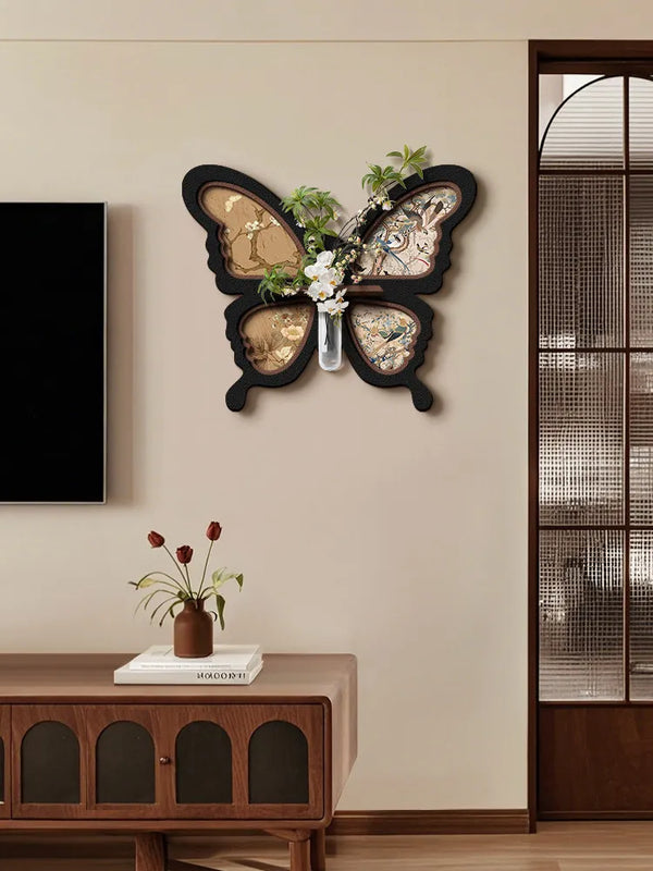 French Butterfly Living Room Decoration Painting Hydroponic Green Plant Hanging Painting Dining Room Sandstone Mural Painting