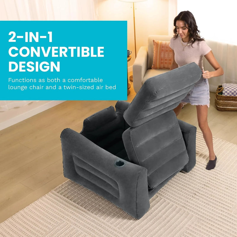 Inflatable Pull Out Sofa Chair and Twin Air Bed Mattress | SAMAG