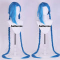 LOL Jinx Cosplay Wig Long Braided Blue The Loose Cannon Wig Braid Heat Resistant Synthetic Hair Anime Wigs + WigCap