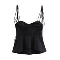 Asymmetric Bustier Tops for Women, Sweetheart Neck, Tied Thin Straps, Side Zipper, Female Camis, Sexy Fashion
