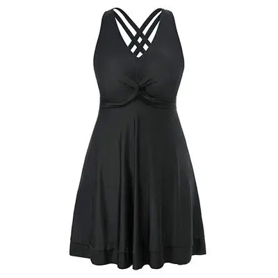 Women Summer Swimsuit Plus Size Swimdress Two Piece Cross | SAMAG