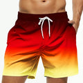 Men's Beach Shorts Gradient Color Block Drawstring Summer | SAMAG