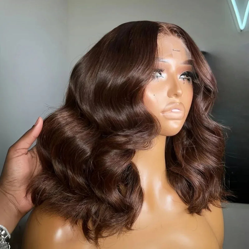 Hot Red Short Body Wave Lace Front Wigs 13x4 HD Bob Lace Wig Pre Plucked Glueless Synthetic Daily Wear Cosplay Heat Resistant