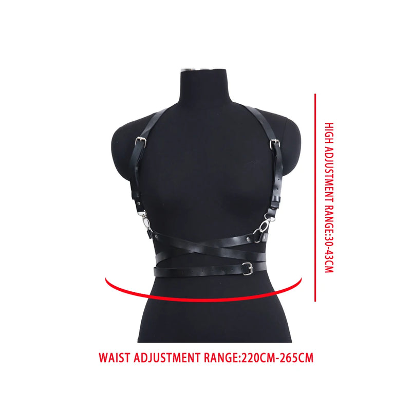 Women Leather Harness Straps Belt Sexy Lingerie Adjustable Body Bondage Bra Goth Harajuku Suspenders - Visuel 4 | SAMAG