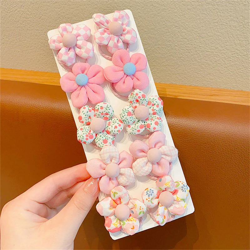 10Pcs/Set Flower Elastic Hair Ties Lovely Boutique Large Flower Rubber Bands Sweet Ponytail Holders Baby Girls Hair Accessories