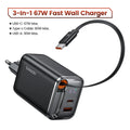 Toocki 67W GaN Charger With Retractable Type-C Cable Digital Display PPS PD3.0 Fast Charger for iPhone 17 16 Samsung S25 S24