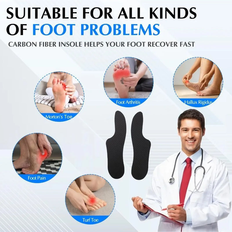 1 Pair Extension Orthotic Insert Morton's Toe Orthotic Pain Relief Rigid Support Carbon Fiber Insole Lightweight Firm Toe Plate