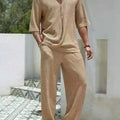 Commuter Suit Casual Shirt Solid Color Short Sleeve Pants | SAMAG
