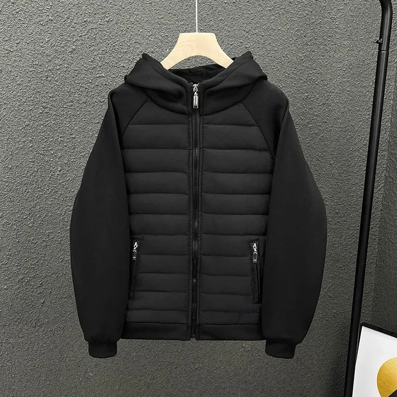 Trendy Hooded Solid Color Cotton Coat Jacket Grey Black White Loose Fit Versatile Casual Unique Couple Style Jacket For Men