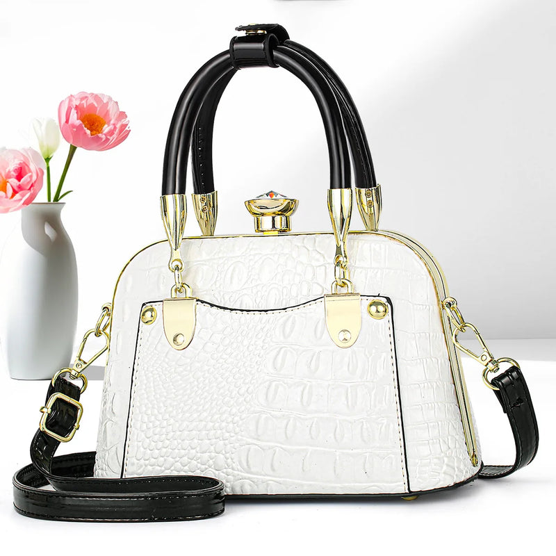 2025 New Luxury Handbags Women Bags Designer Crocodile Pattern Ladies Boston Shoulder Bag High Quality Womens Casual Tote Bag
