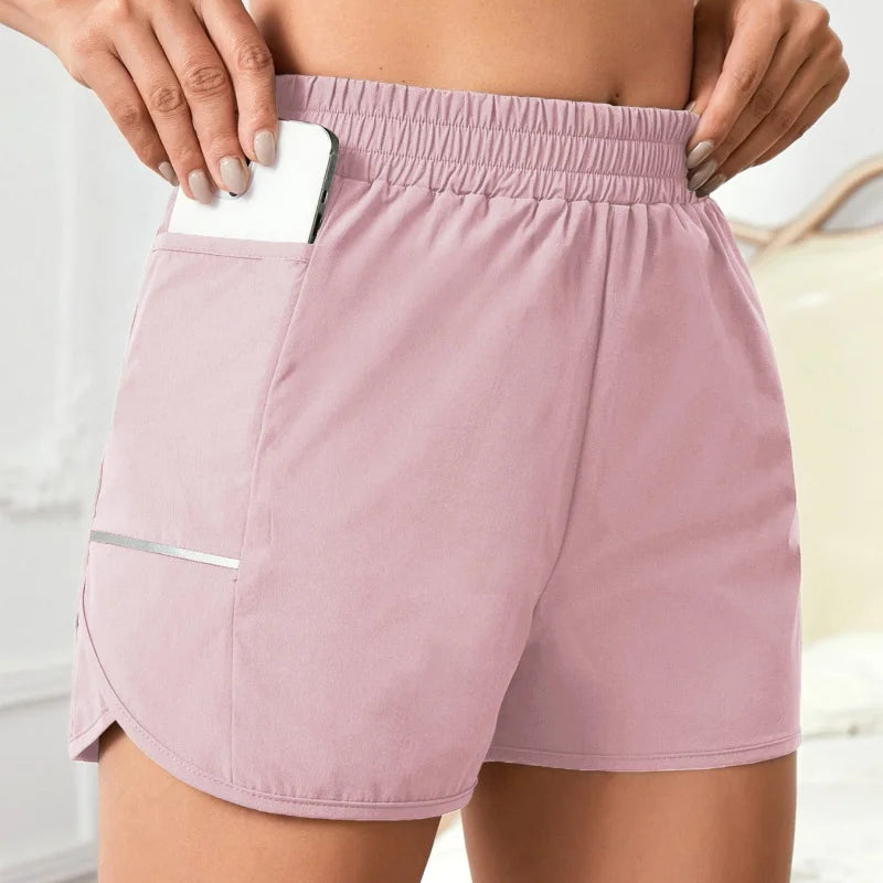 High Waist Running Shorts for Women Quick Dry Athletic Workout Gym Fitness Yoga with Phone Pocket