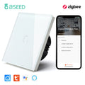 BSEED Zigbee Wall Switches Smart Touch Screen Light Switch 1/2/3Gang 1/2/3Way Google Alexa Tuya App Control No Neutral Line