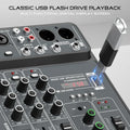 4 Channel Audio Mixer 48V Phantom Power USB Studio Sound Mixers Bluetooth DJ Console Mixing for Karaok