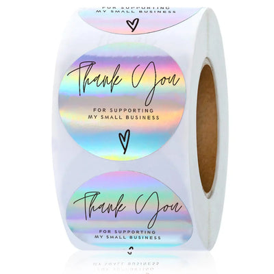100 - Rainbow Laser Thank You Stickers 1inch Small | SAMAG