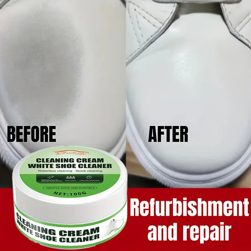 WHITE SHOE CARE CREAM – A Cleaner for White Sneakers That Removes Stains – Simple to Use for Pristine Footwear.
