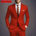 2026 New Luxury Elegant Men's Suits 2 Piece Set Fashion Korean Casual Slim Fit Social Groom Wedding Tuxedo