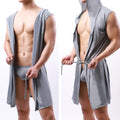 Men Hooded Bathrobes Summer Sleeveless Homewear Silk Pajamas Bathrobe Mens Robes Sleepwear Kimono Dressing Gown with Hood
