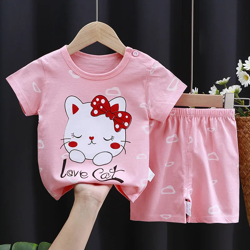 Baby Girl Summer Outfit Set Short Sleeve T-shirt | SAMAG