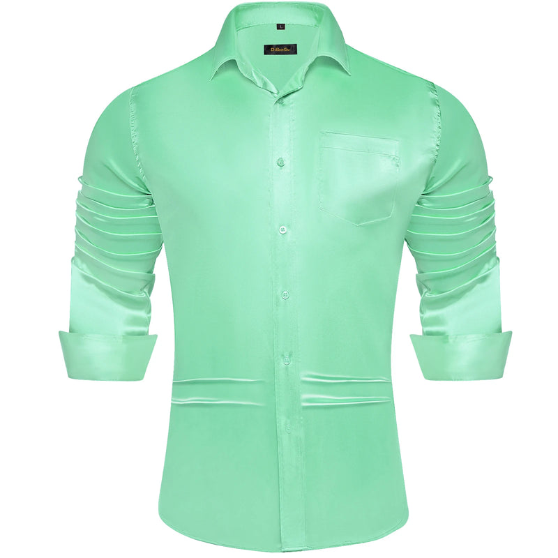Solid Satin Shirts for Men Sage Green Black Yellow Red | SAMAG