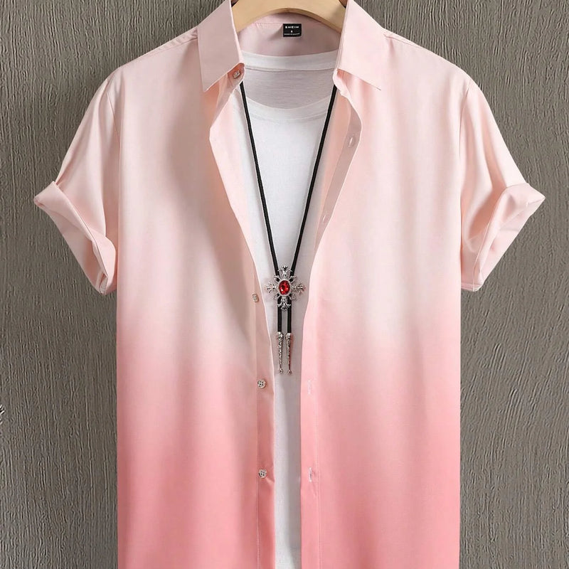 Hawaiian Men's Short Sleeved Shirt with Summer Gradient | SAMAG