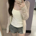 KING BRAND Women's Thin Silk Open Cardigan Sun Protection Vest V-neck Knitted Air Conditioning Outerwear Summer Casual Style