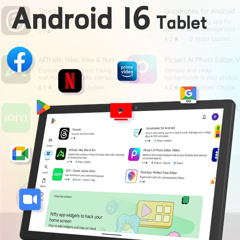 ANRY 10.1" Android 16 Tablet PC Octa Core 12GB RAM 128GB ROM WiFi Bluetooth 5000mAh Dual Cameras GPS Student Learning PC Tablet