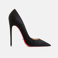 luxury women's shoes Black Suede Elegant Office Shoes Women Brand Pumps Red sole High Heels Pointed Toe Evening Dress Shoes 12cm