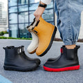 Men's Short-Tube Non-Slip Rain Boots Fashionable Low-Top Water Shoes, Pvc One-Time Molded Rain Boots, Pastoral Labor Waterproof