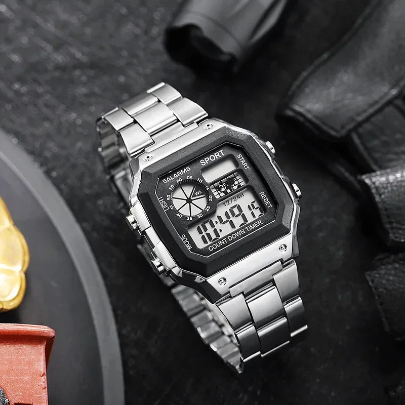 Luxury Men's Wristwatch Multifunction LED Digital Watch Alloy Strap Classic Business 7 - colors Luminous - Visuel 7 | SAMAG
