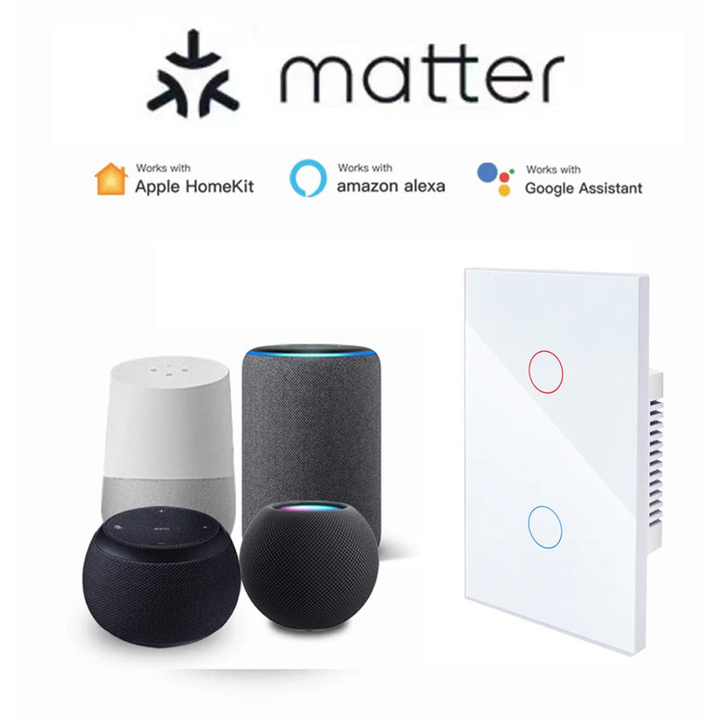 Matter smart switch  Alexa Google No APP required Intelligent Control Scan QR Code to Connect Touch Light Switch