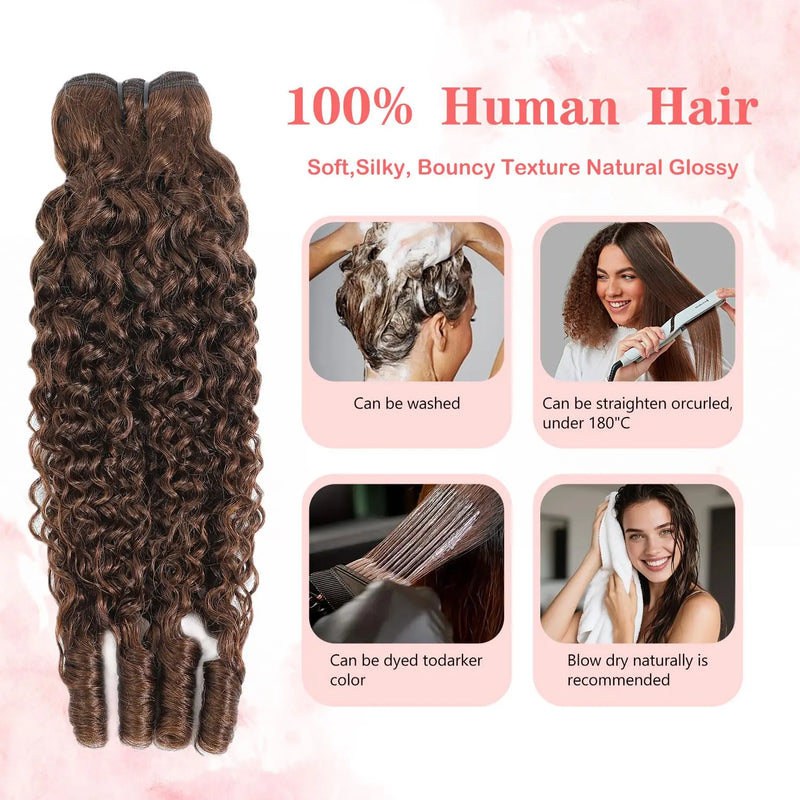 Chocolate Brown Burmese Curly Human Hair Bundles 4# Double Drawn Vietnamese Human Virgin Hair Weave Vietnamese Raw Hair Bundles