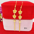 NovaGlod  24K real gold summer tassel earrings for women's fashion 9999 real gold earrings flower gold jewelry accessories