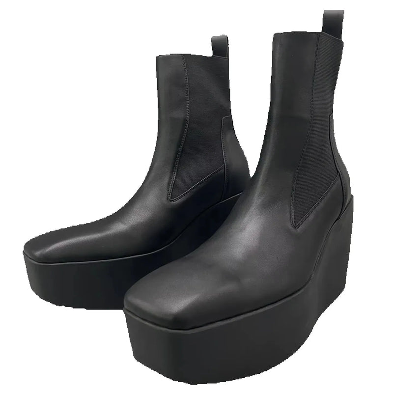 Men's Chelsea Boots Platform High Heels Man Gothic Sneakers Leather Kiss Boots Vintage Trendy Designer Shoes