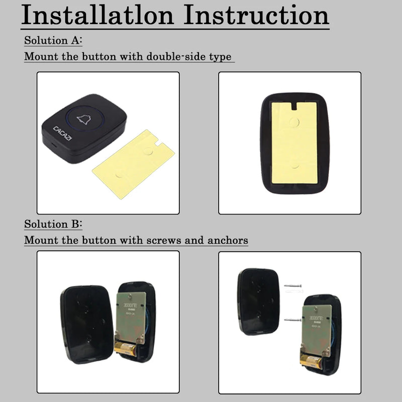 CACAZI New Wireless Doorbell Waterproof 300m Range US EU UK Plug-in Home Intelligent Door Bell Chime 1 2 Button 1 2 3 Receivers