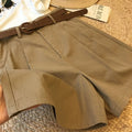 [Delivery Belt] Summer New Wide Leg Shorts Thin Cotton A-frame Shorts Office Ladies Classic Loose Casual Zipper Shorts for Women