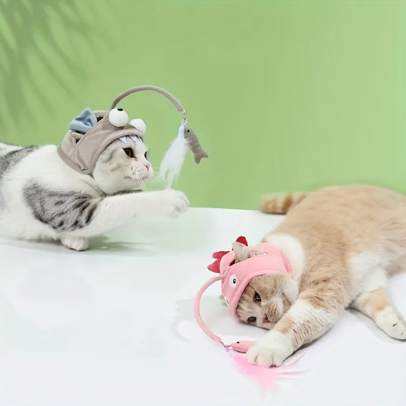 Adjustable Interactive Cat Headwear Toy - Pet Teaser Toy for Hours of Fun, Cat Cosplay Accessory