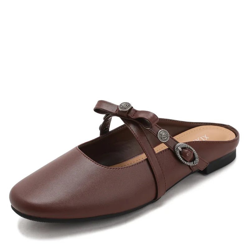 ZAROY Luxury Gold Women Mules Square Toe PU Leather Summer Slip On Baotou Slippers Beach Flat Sandals Cozy Mules Slides Shoes