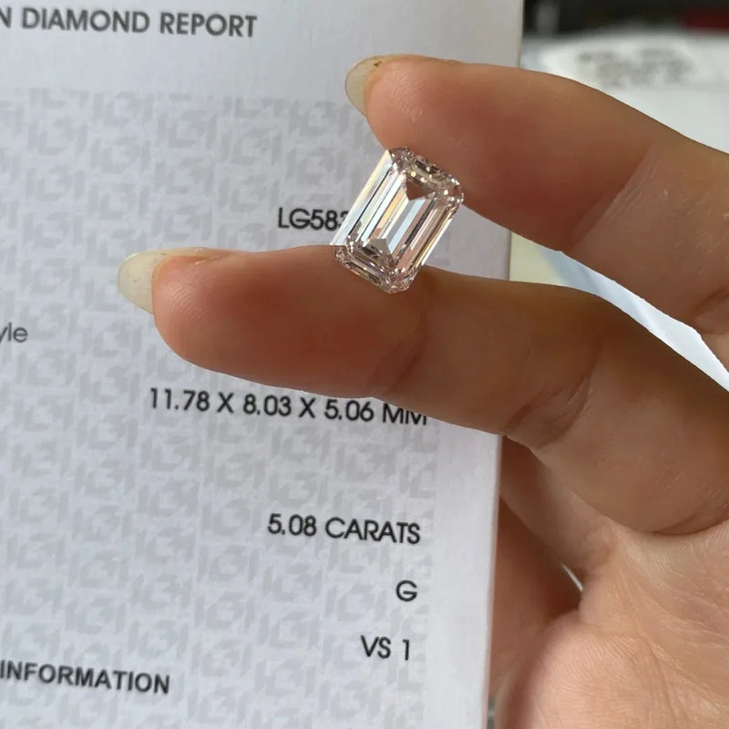 With IGI Certificate Emerald Shape Lab Grown Diamonds 1ct 1.5ct 2ct 2.5ct 3ct 5ct CVD HPHT Laboratory Diamond Wholesale